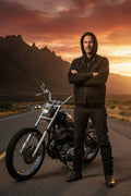 Men's Denim Motorcycle Vest – Removable Hood & Concealed Carry