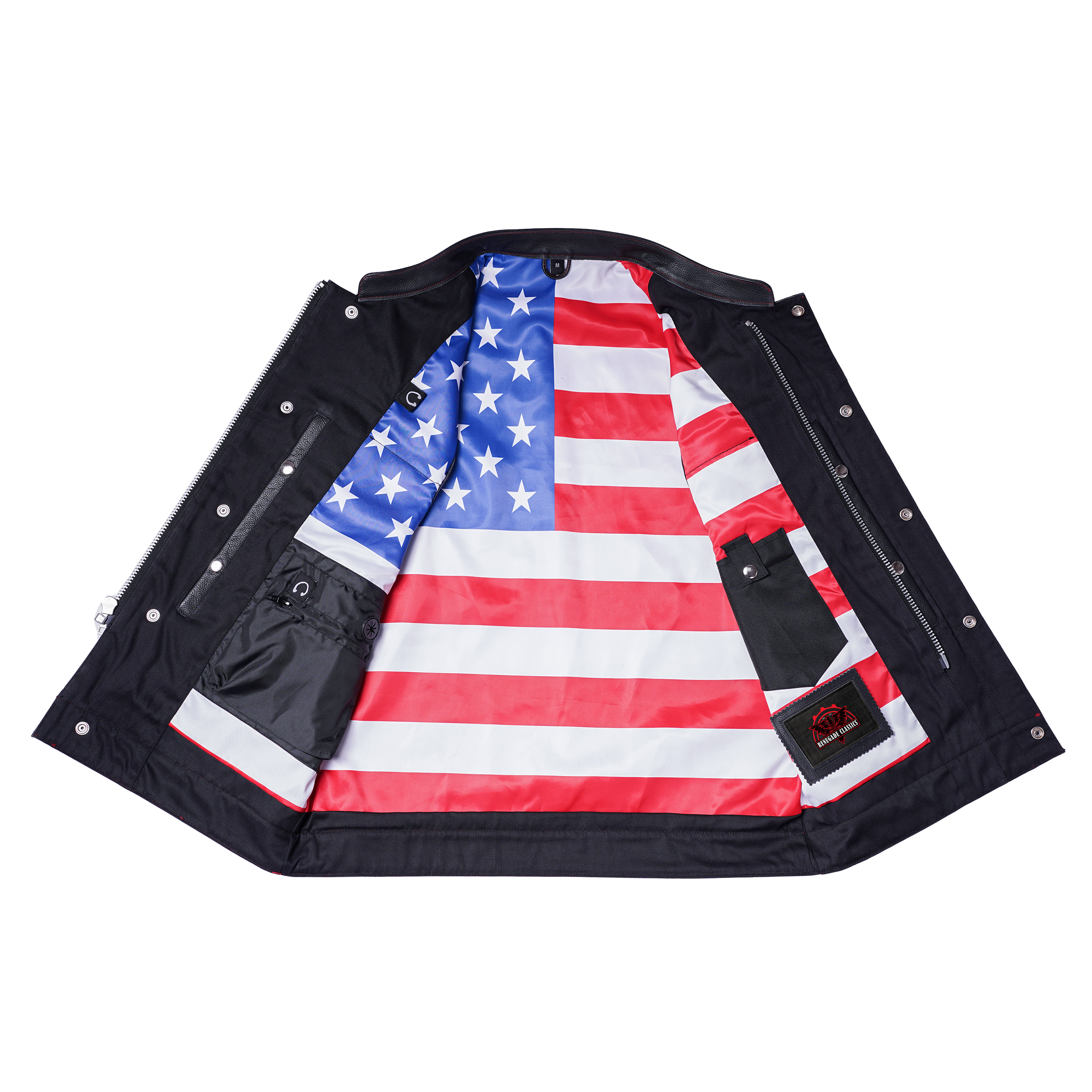 Premium Buffalo Leather Motorcycle Vest – Scoop Collar & Concealed Carry
