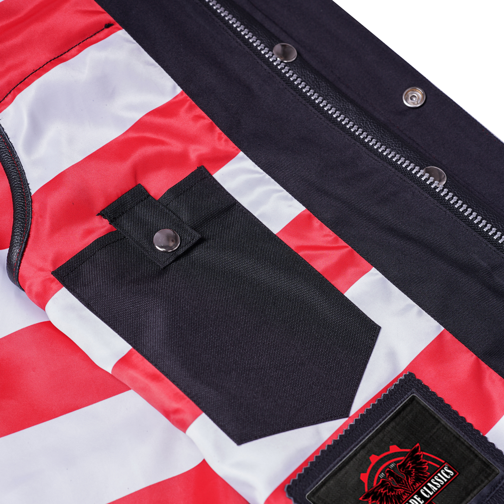 Premium Buffalo Leather Motorcycle Vest – Scoop Collar & Concealed Carry