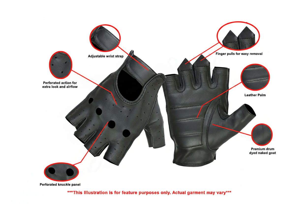 Premium Fingerless Gloves – Drum Dyed Goat Leather for Long Haul Comfort