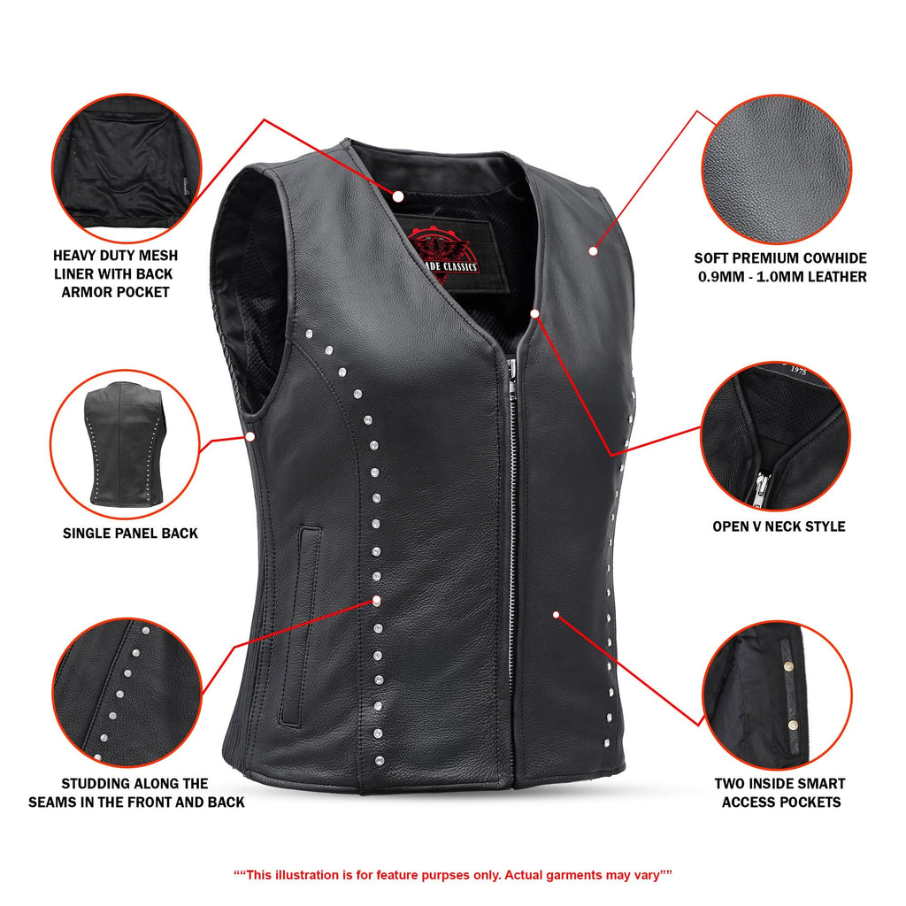 Biker Women's Studded Leather Vest – Premium Protection with Bold Style