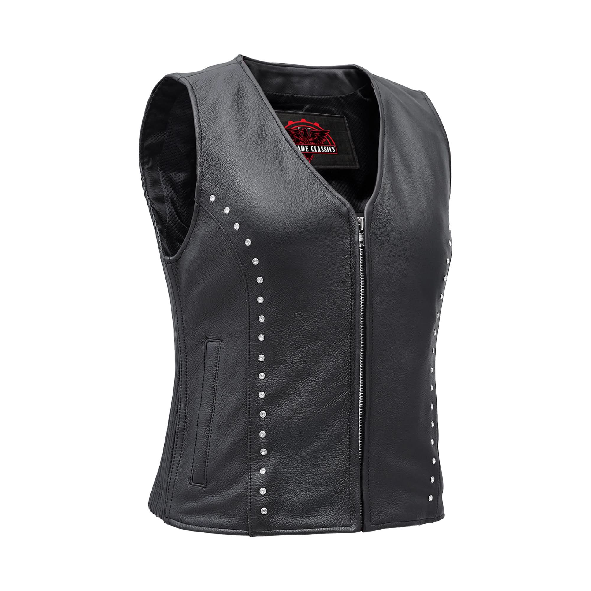 Biker Women's Studded Leather Vest – Premium Protection with Bold Style