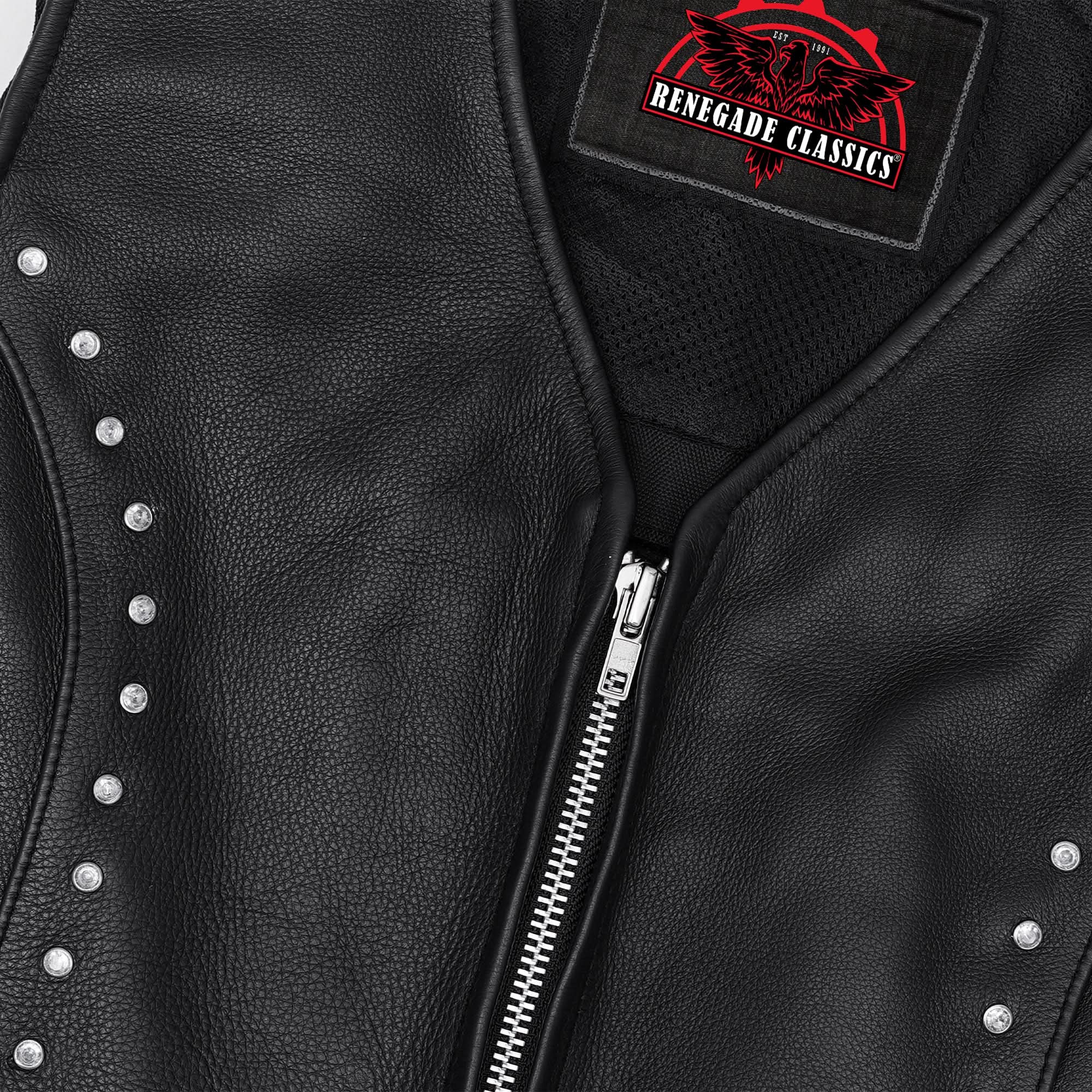 Biker Women's Studded Leather Vest – Premium Protection with Bold Style