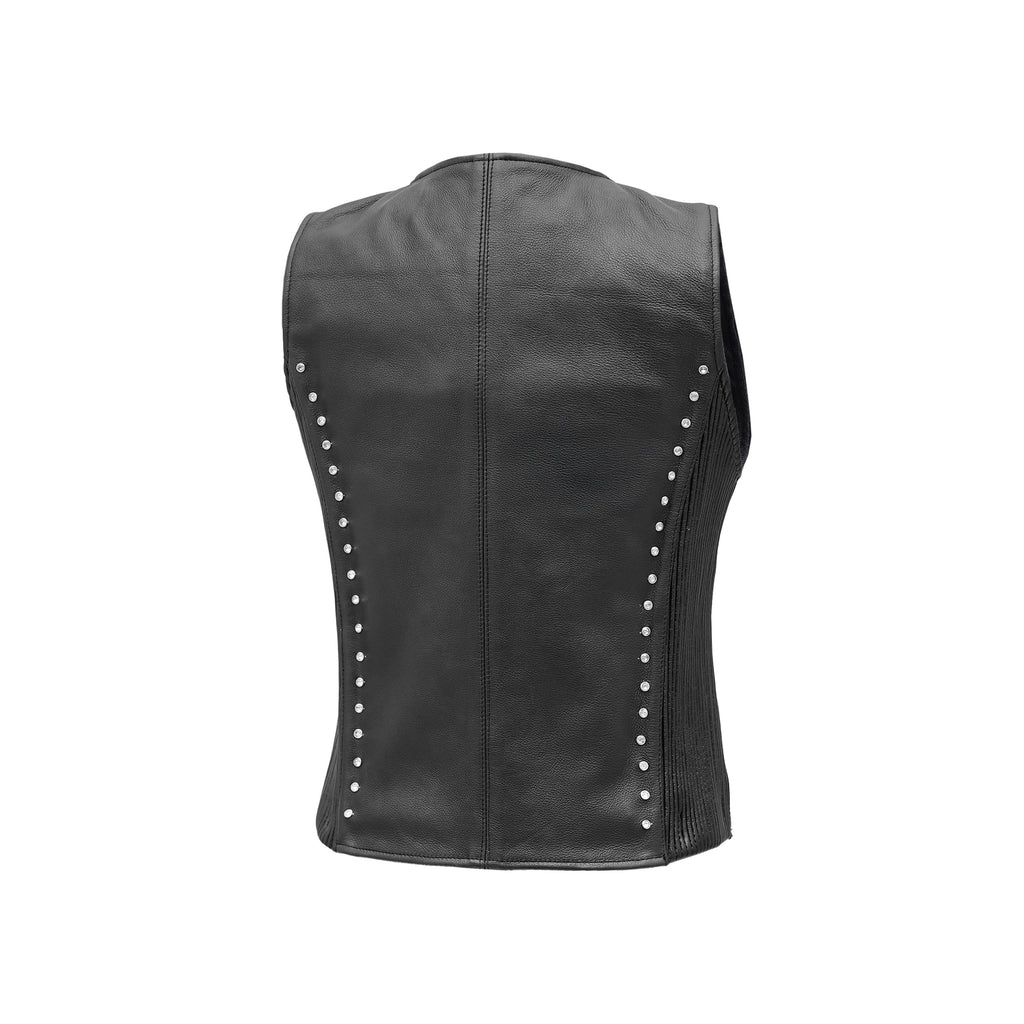 Biker Women's Studded Leather Vest – Premium Protection with Bold Style