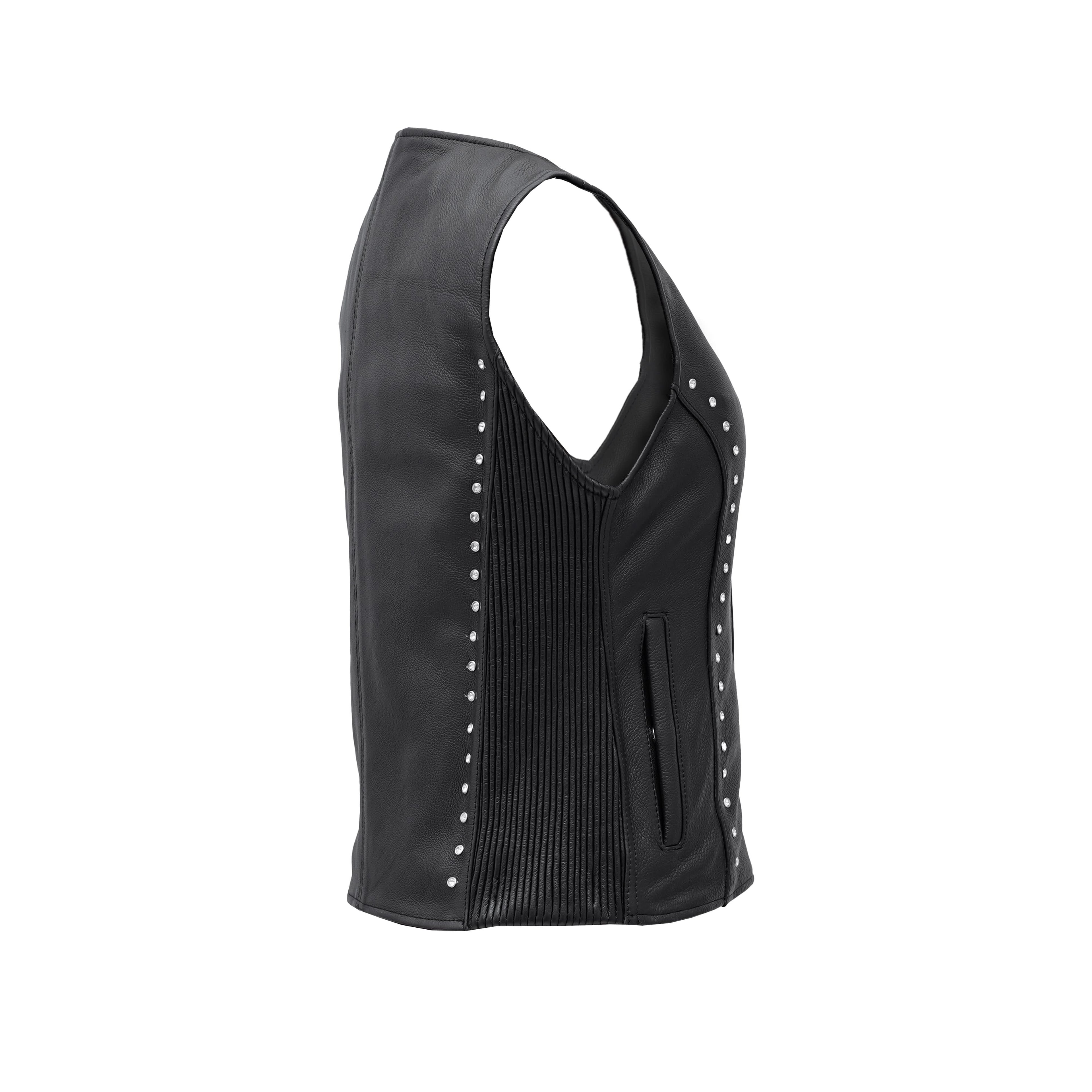 Biker Women's Studded Leather Vest – Premium Protection with Bold Style