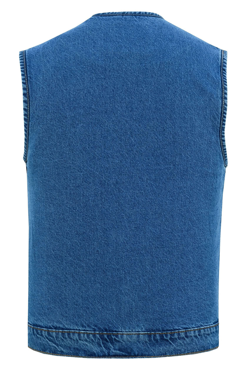 Blue Denim Motorcycle Vest – Concealed Carry & Single-Panel Back