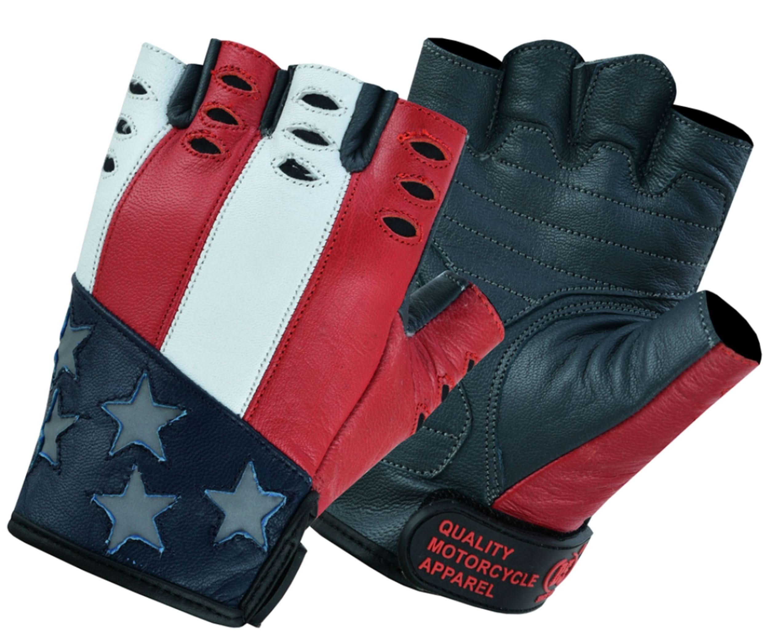 Freedom Men's Fingerless Gloves – Drum Dyed Goatskin with Reflective Stars
