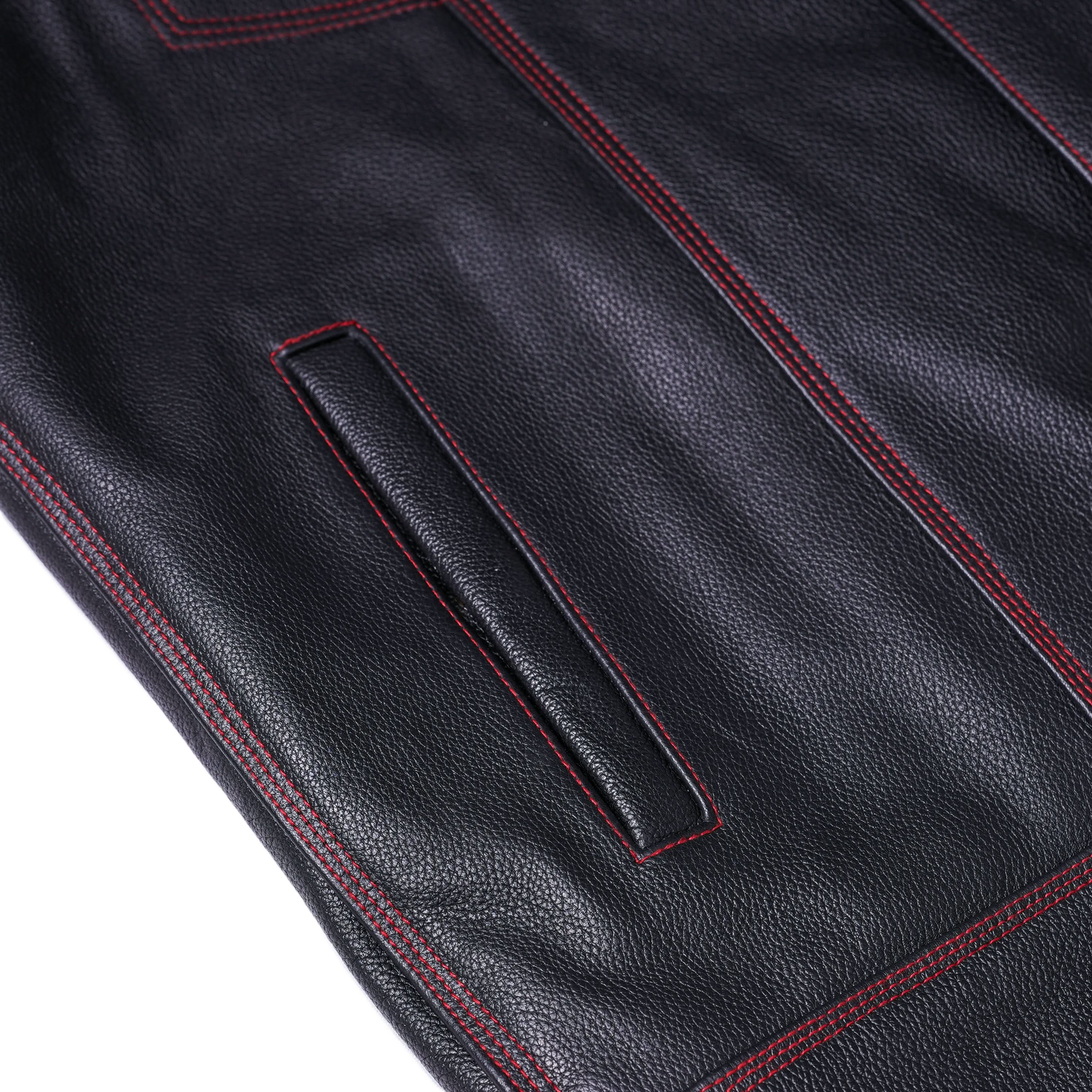 Premium Buffalo Leather Motorcycle Vest – Scoop Collar & Concealed Carry