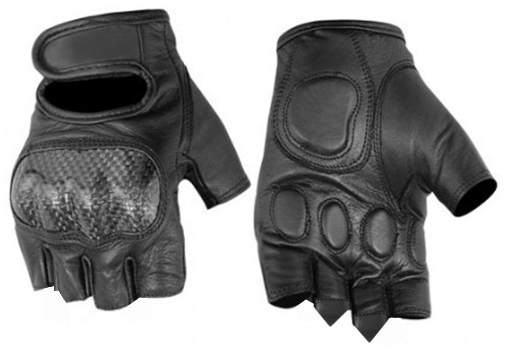 ForceGuard Men's Fingerless Leather Gloves – Hard Knuckle Protection with Premium Grip