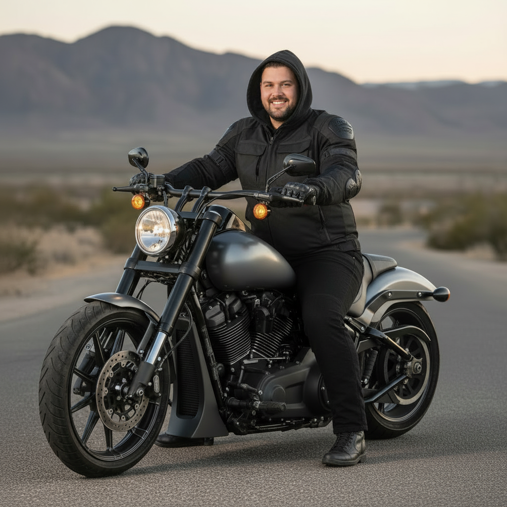 Premium Leather Motorcycle Vest – Removable Hood & Concealed Carry
