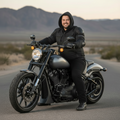 Premium Leather Motorcycle Vest – Removable Hood & Concealed Carry