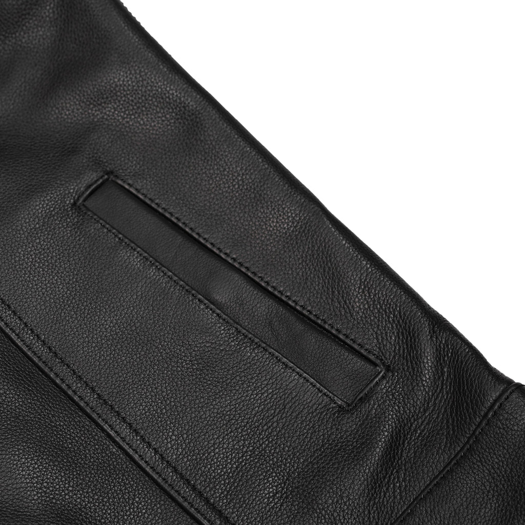 Premium Leather Motorcycle Vest – Removable Hood & Concealed Carry