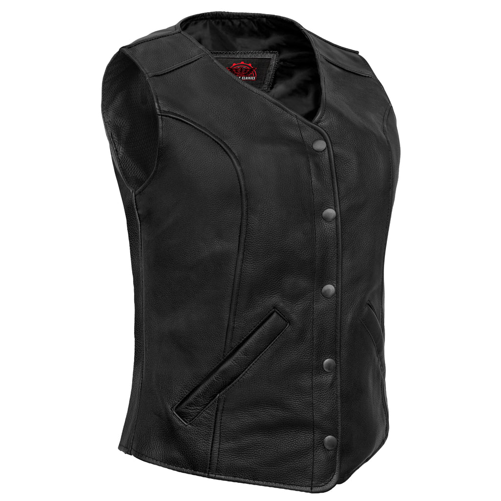 Women's Leather Concealed Carry ¾ Vest – Fitted Silhouette | Single-Panel Back