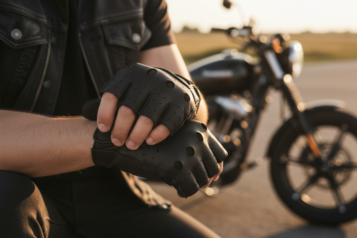 Premium Fingerless Gloves – Drum Dyed Goat Leather for Long Haul Comfort