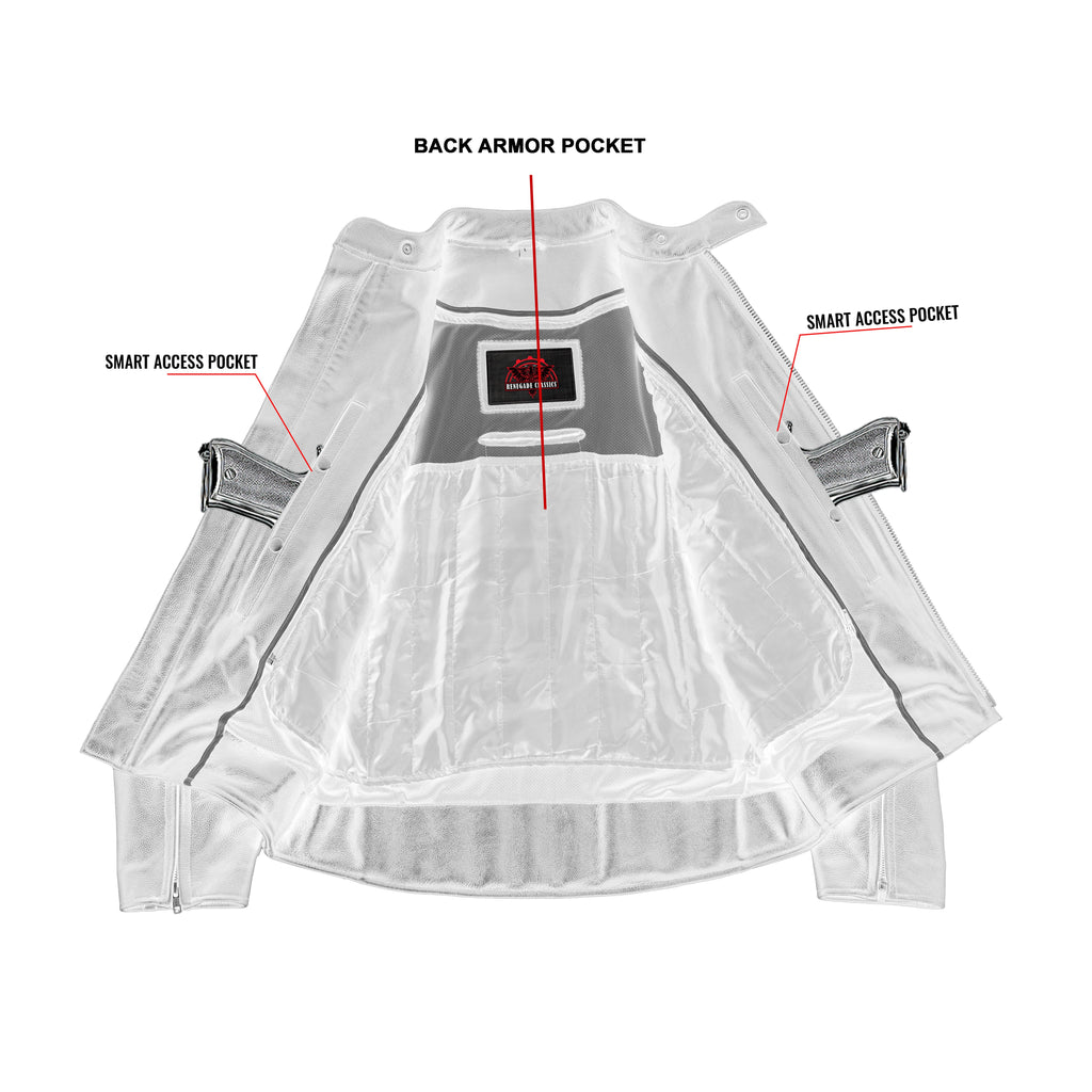 Men's Black Vented Motorcycle Jacket with Plain Sides