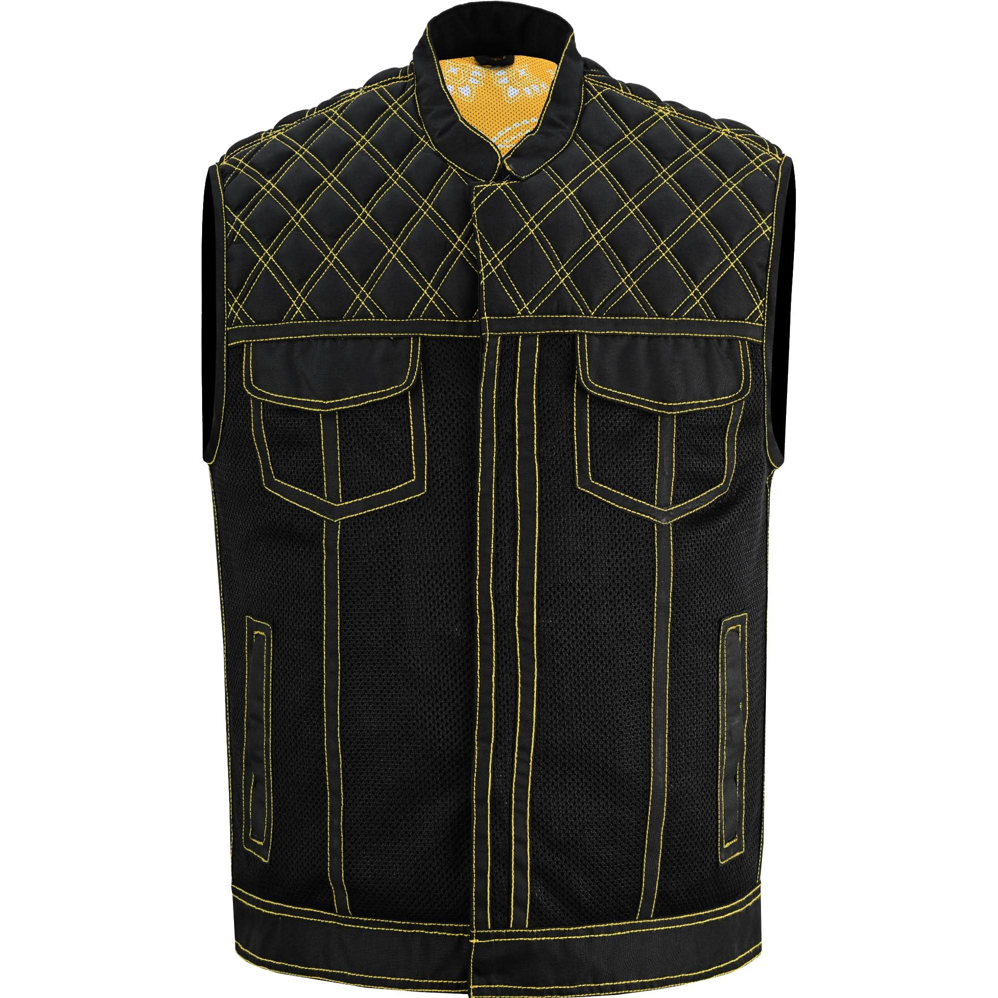 Nitro Rush Men's Mesh Vest – Black with Yellow Diamond Stitch for Maximum Airflow