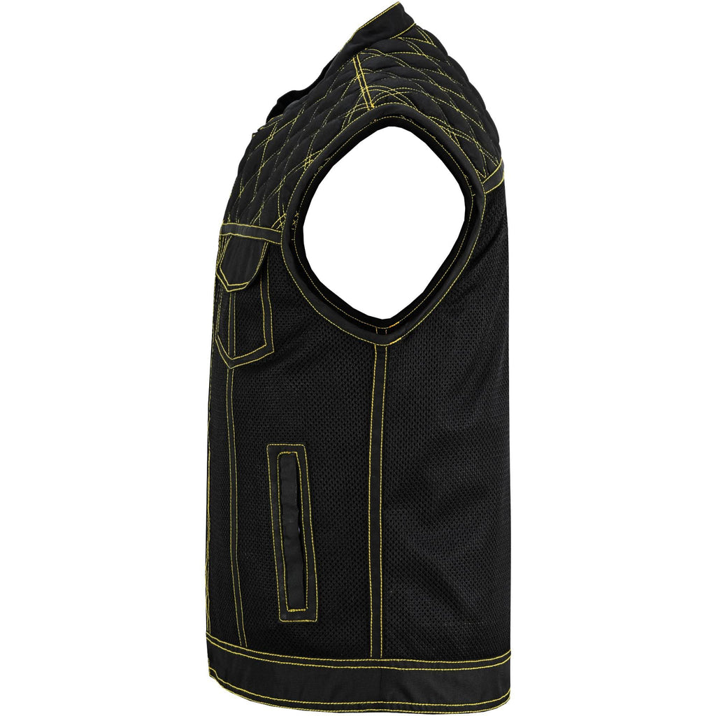 Nitro Rush Men's Mesh Vest – Black with Yellow Diamond Stitch for Maximum Airflow