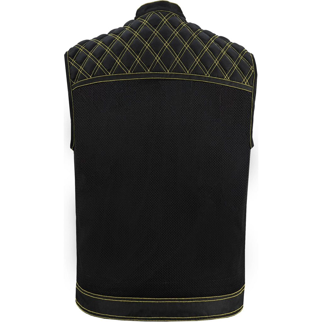 Nitro Rush Men's Mesh Vest – Black with Yellow Diamond Stitch for Maximum Airflow