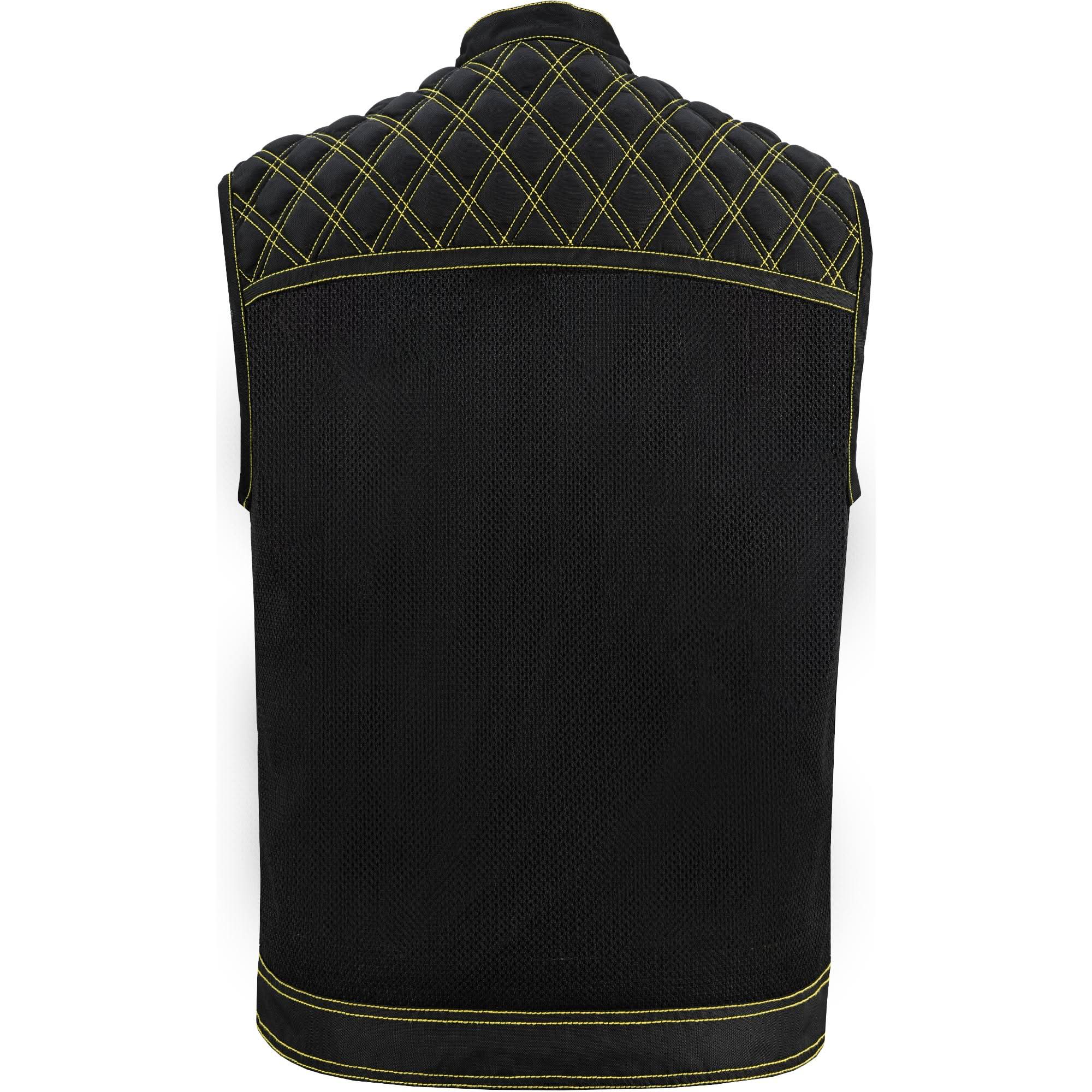 Nitro Rush Men's Mesh Vest – Black with Yellow Diamond Stitch for Maximum Airflow