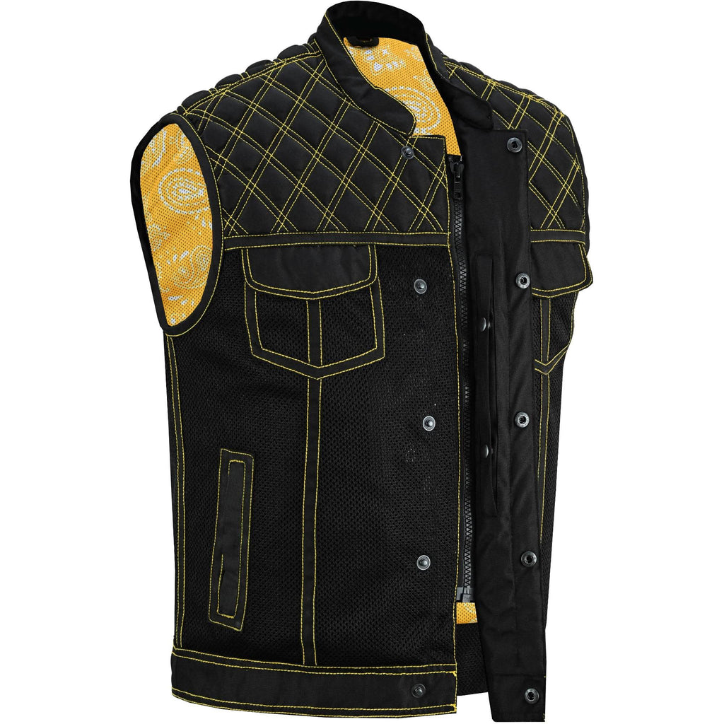 Nitro Rush Men's Mesh Vest – Black with Yellow Diamond Stitch for Maximum Airflow