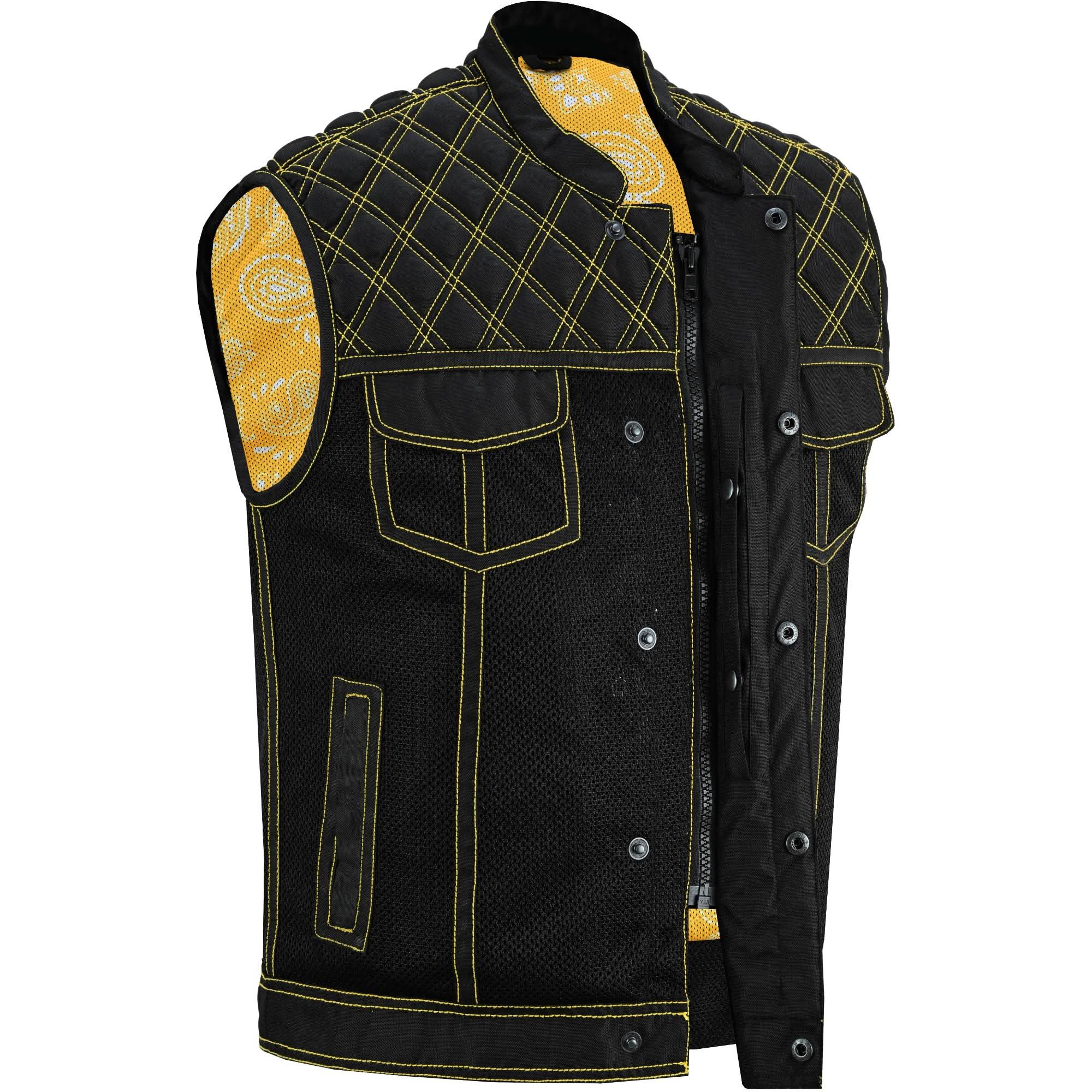 Nitro Rush Men's Mesh Vest – Black with Yellow Diamond Stitch for Maximum Airflow