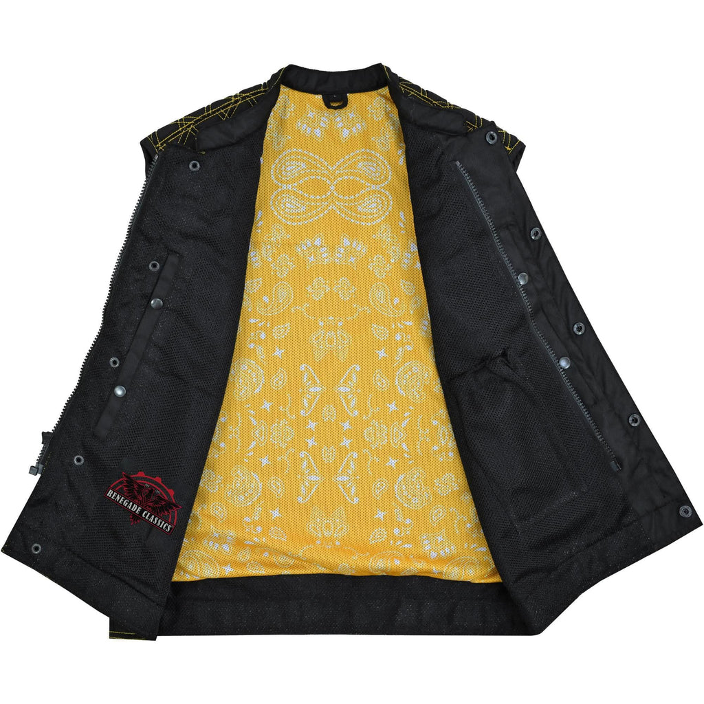 Nitro Rush Men's Mesh Vest – Black with Yellow Diamond Stitch for Maximum Airflow