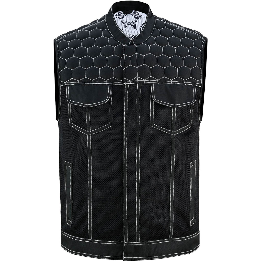 Dark Striker Men's Mesh Vest – Black with White Paisley Liner for Maximum Airflow