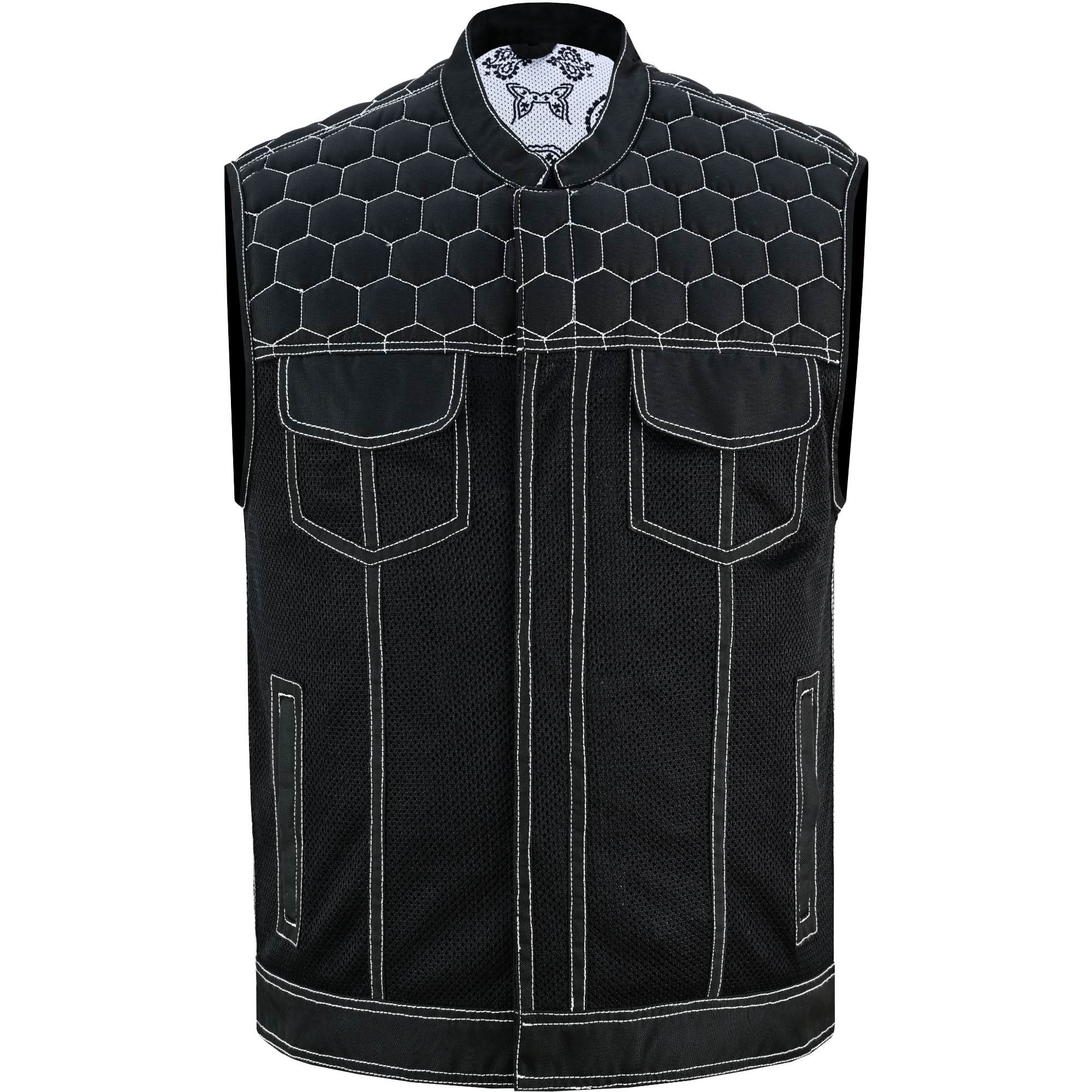 Dark Striker Men's Mesh Vest – Black with White Paisley Liner for Maximum Airflow