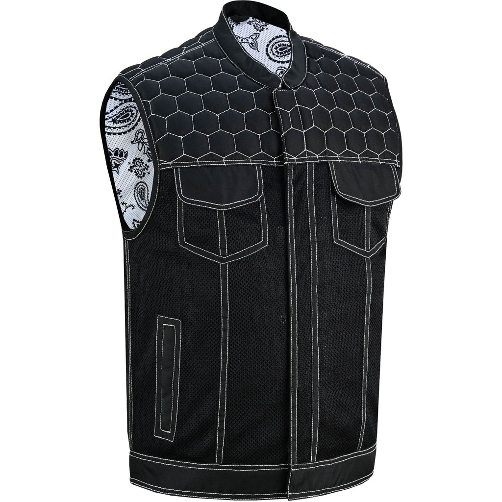 Dark Striker Men's Mesh Vest – Black with White Paisley Liner for Maximum Airflow