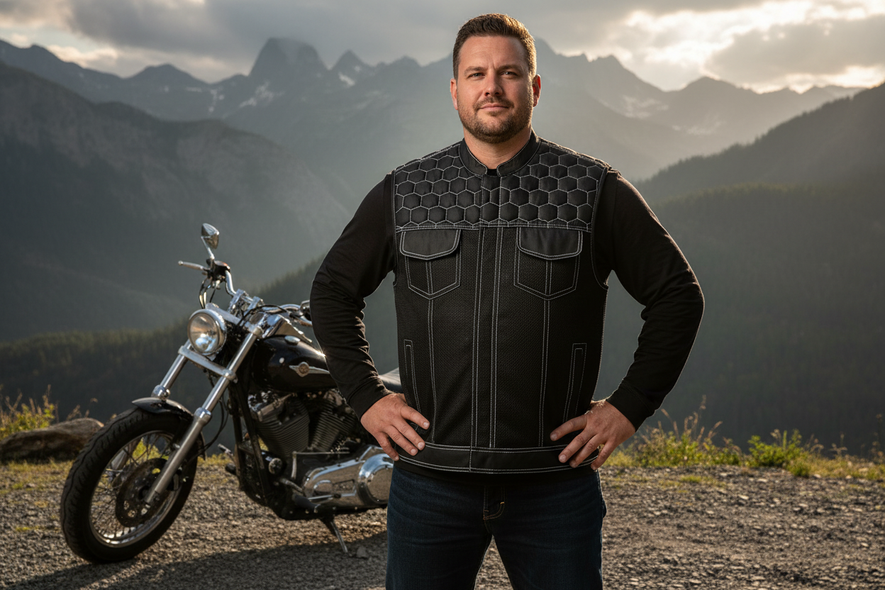 Dark Striker Men's Mesh Vest – Black with White Paisley Liner for Maximum Airflow