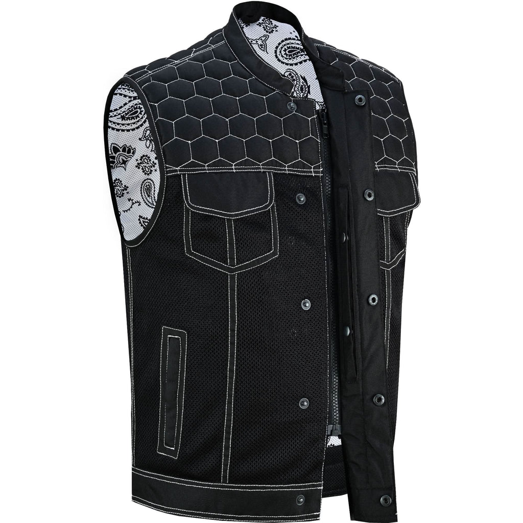Dark Striker Men's Mesh Vest – Black with White Paisley Liner for Maximum Airflow