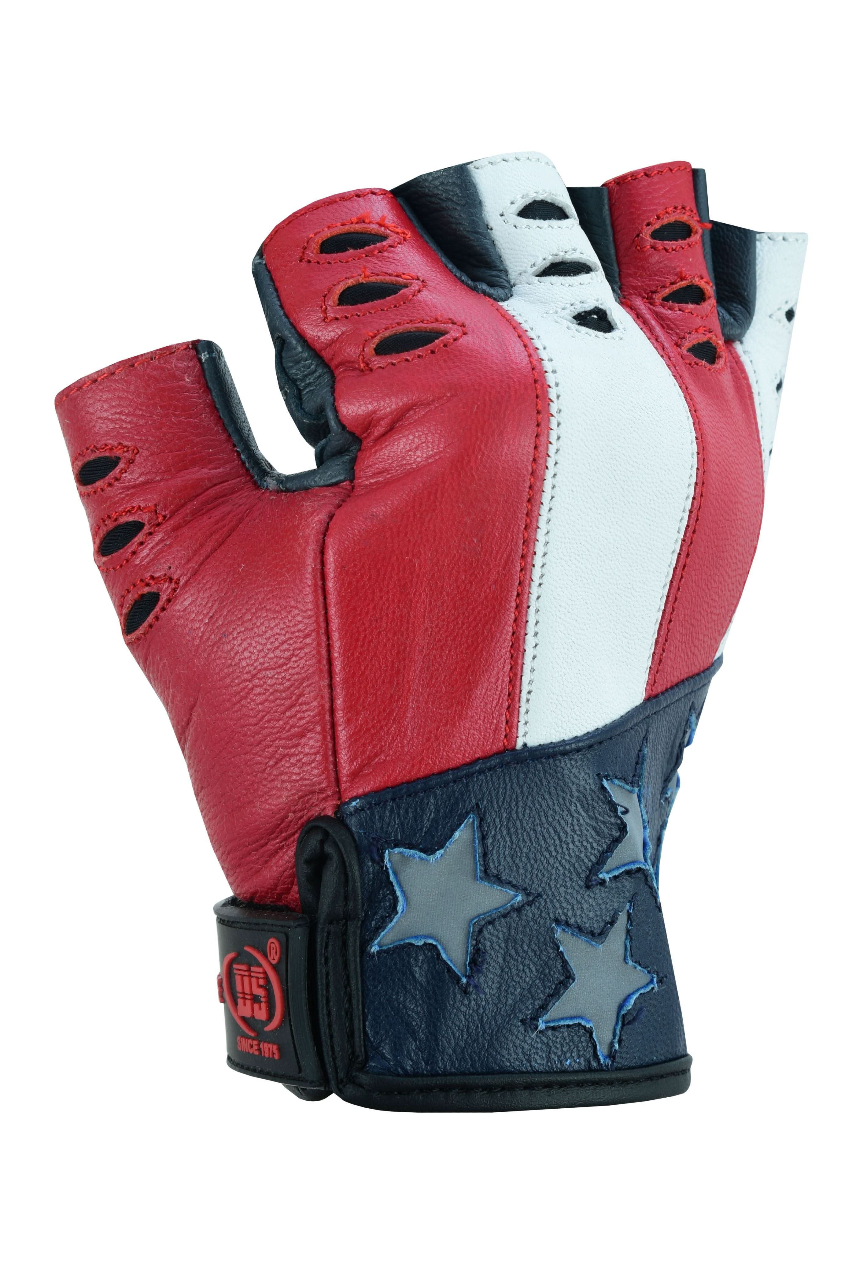 Freedom Men's Fingerless Gloves – Drum Dyed Goatskin with Reflective Stars