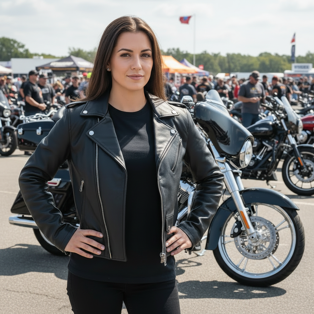Women's Fitted Goat Leather Motorcycle Jacket