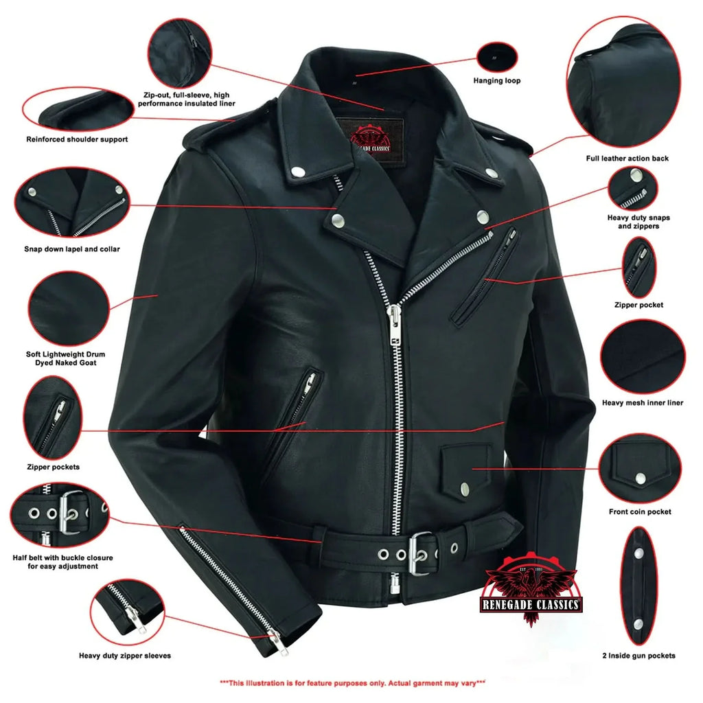Women's Fitted Goat Leather Motorcycle Jacket