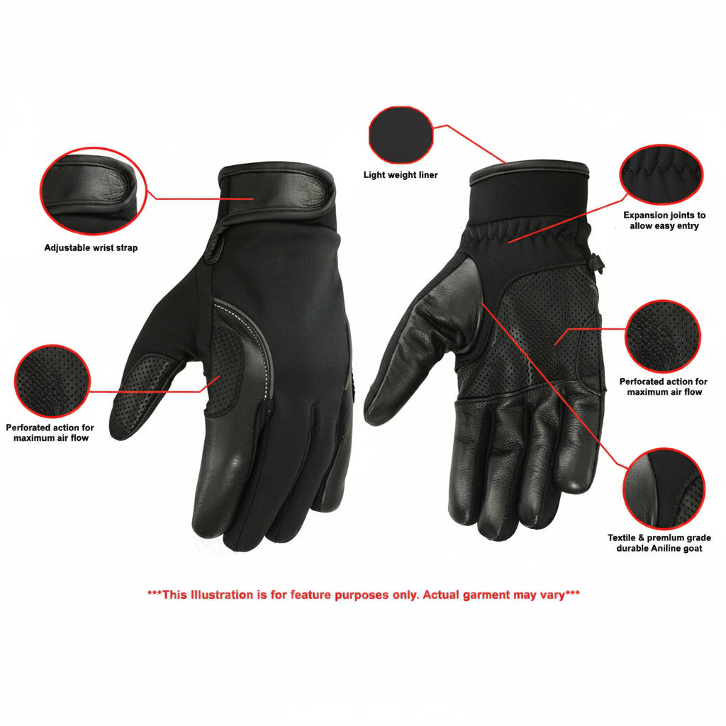 Leather/ Textile Lightweight Glove