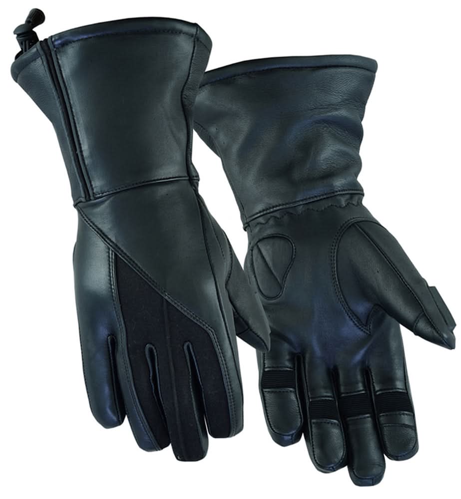 Women's Insulated Deerskin Gauntlet Gloves – Waterproof Protection for Cold Weather Rides