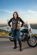 Women's Leather Motorcycle Vest – Braided Detailing & Concealed Carry