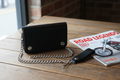 BWC237 Black Leather Long Bi-Fold Biker Chain Wallet