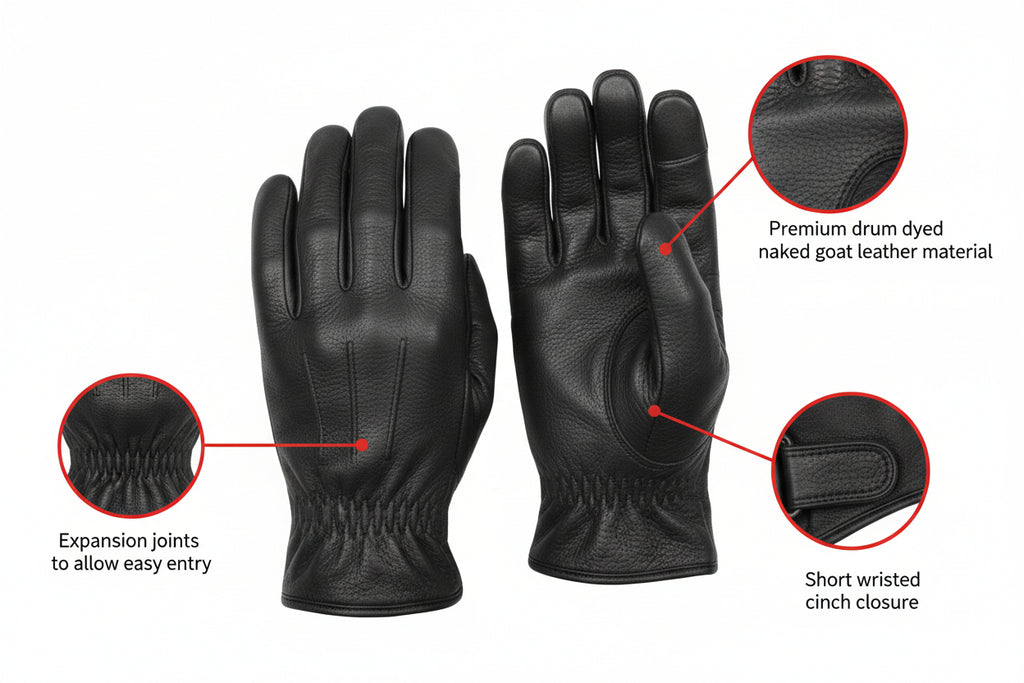 Highway Hawk  Men's Leather Gloves