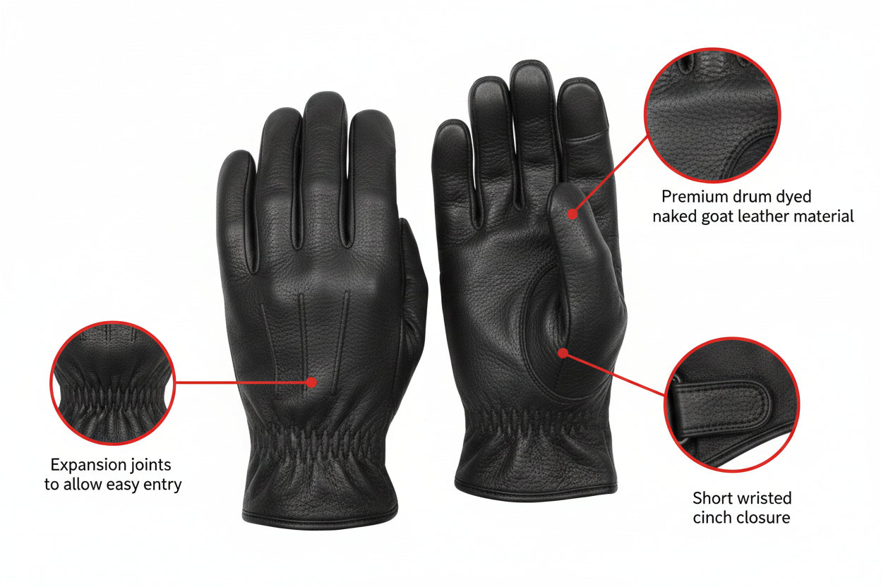 Highway Hawk  Men's Leather Gloves