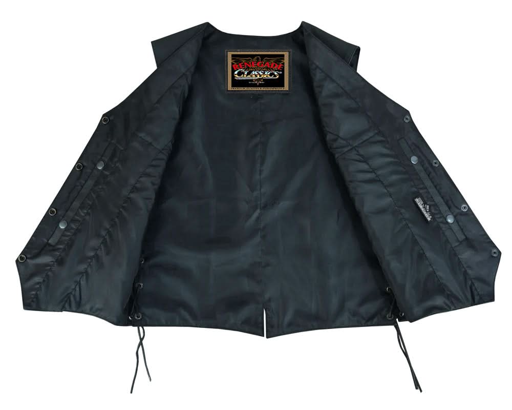 Women's Leather Motorcycle Vest – Braided Detailing & Concealed Carry